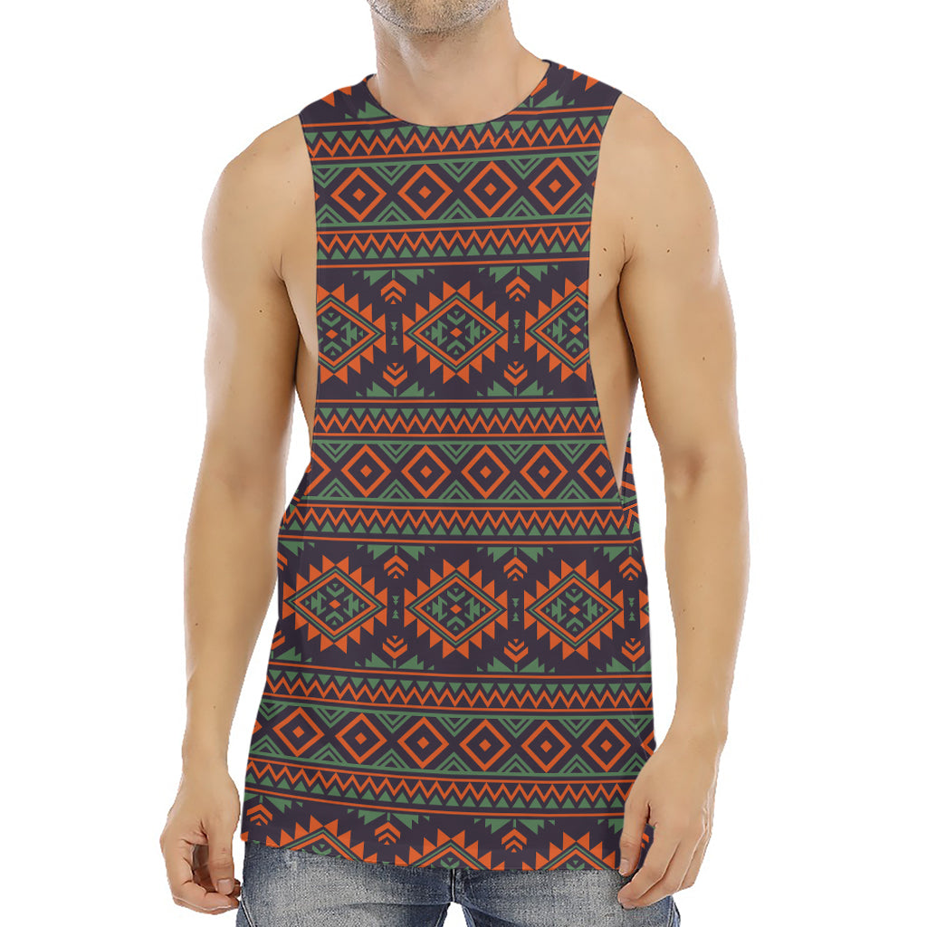 Retro Tribal Navajo Pattern Print Men's Muscle Tank Top
