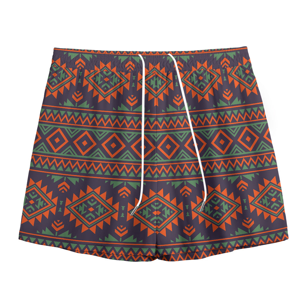 Retro Tribal Navajo Pattern Print Mesh Shorts