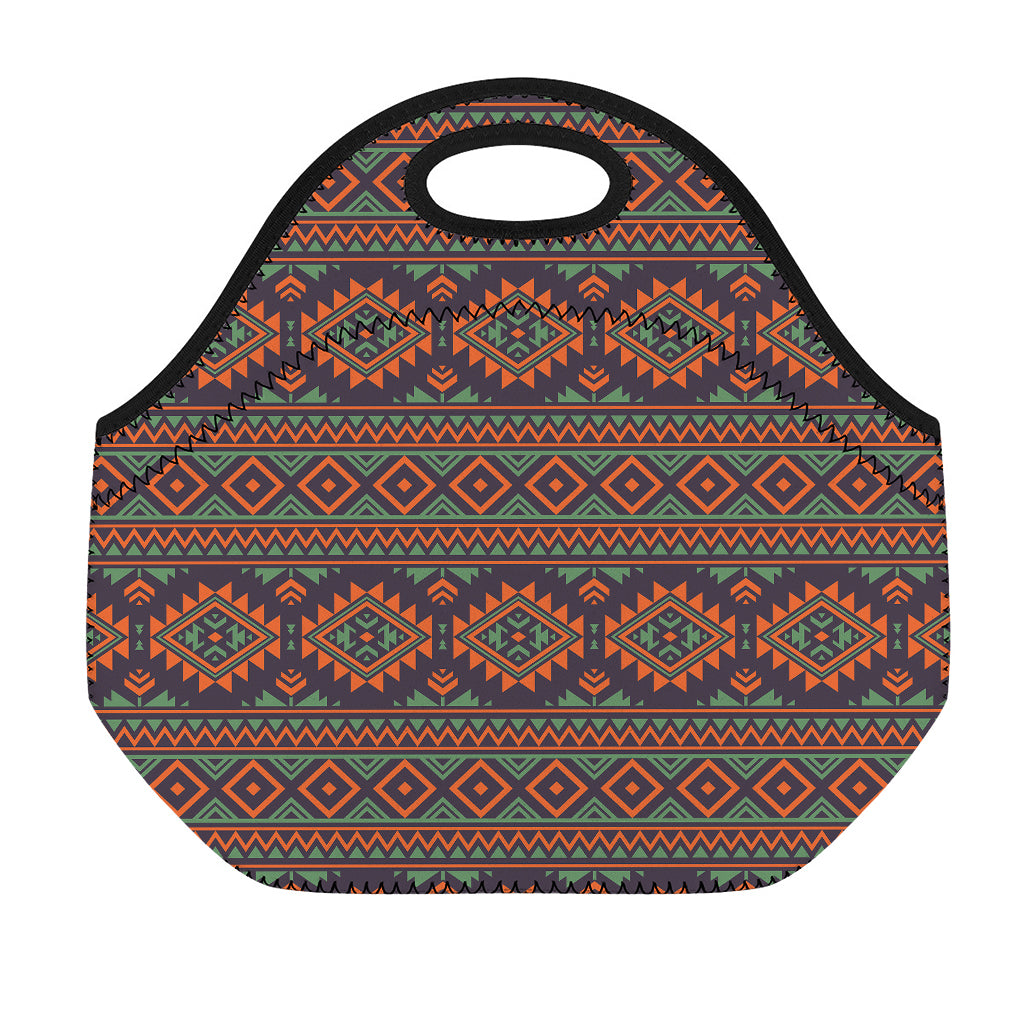 Retro Tribal Navajo Pattern Print Neoprene Lunch Bag