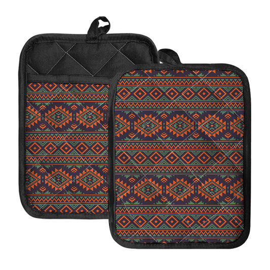 Retro Tribal Navajo Pattern Print Pot Holders With Pocket