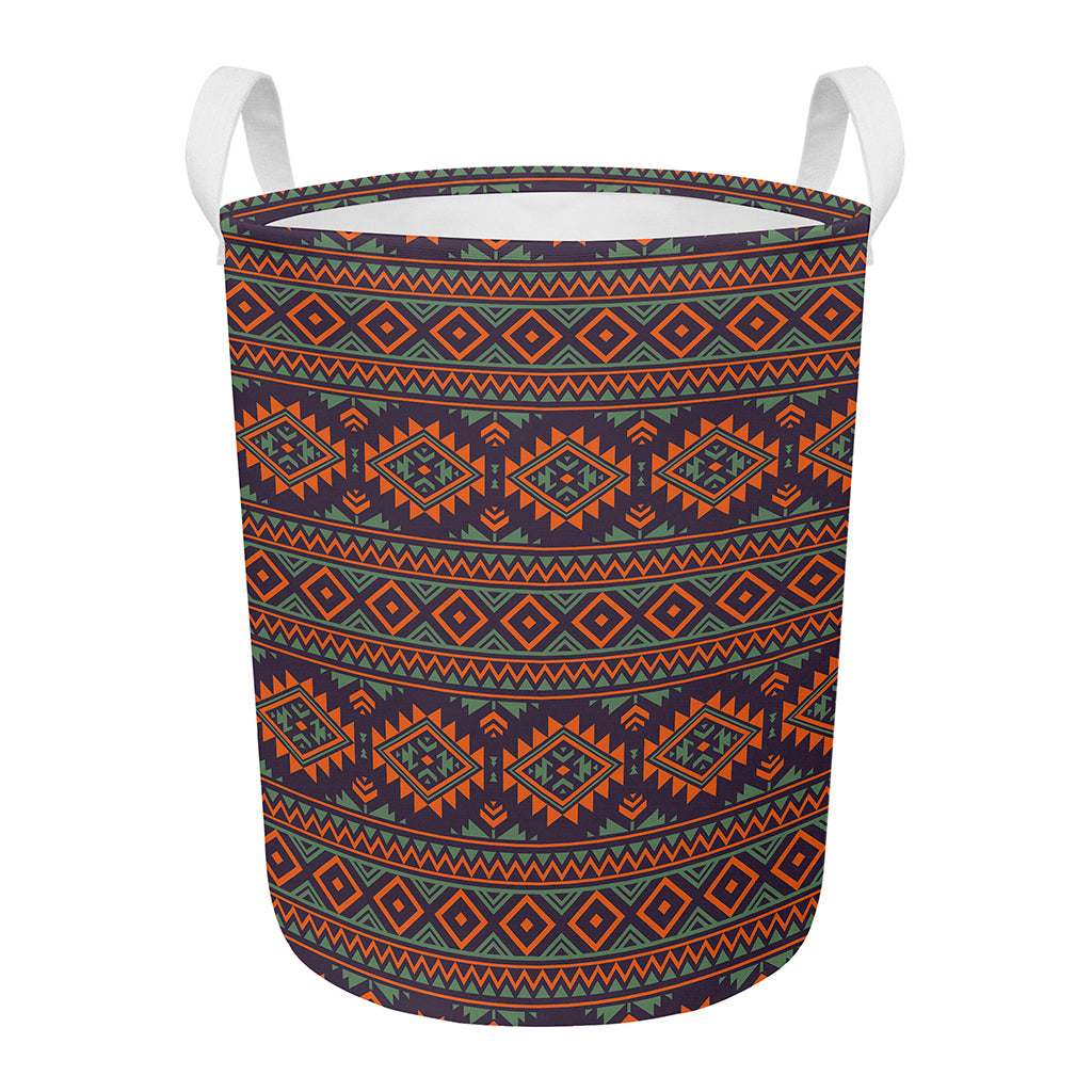 Retro Tribal Navajo Pattern Print Round Laundry Basket