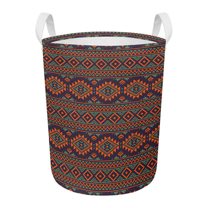 Retro Tribal Navajo Pattern Print Round Laundry Basket