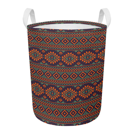 Retro Tribal Navajo Pattern Print Round Laundry Basket
