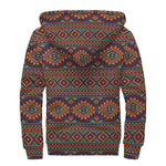 Retro Tribal Navajo Pattern Print Sherpa Lined Zip Up Hoodie