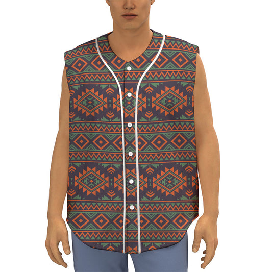 Retro Tribal Navajo Pattern Print Sleeveless Baseball Jersey