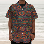 Retro Tribal Navajo Pattern Print Textured Short Sleeve Shirt