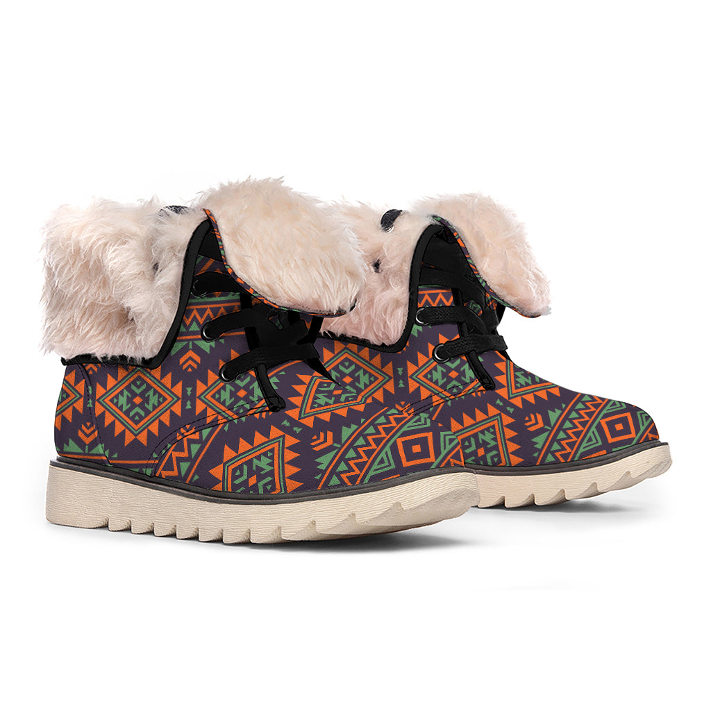 Retro Tribal Navajo Pattern Print Winter Boots