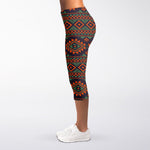Retro Tribal Navajo Pattern Print Women's Capri Leggings