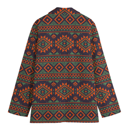Retro Tribal Navajo Pattern Print Women's Cotton Blazer