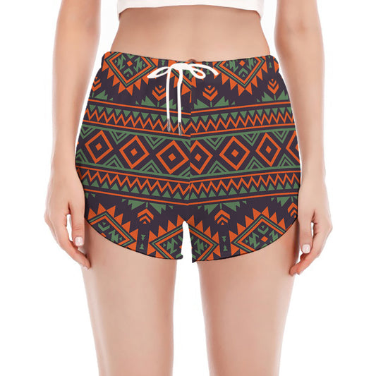 Retro Tribal Navajo Pattern Print Women's Split Running Shorts