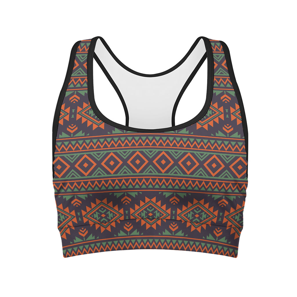 Retro Tribal Navajo Pattern Print Women's Sports Bra