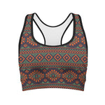 Retro Tribal Navajo Pattern Print Women's Sports Bra