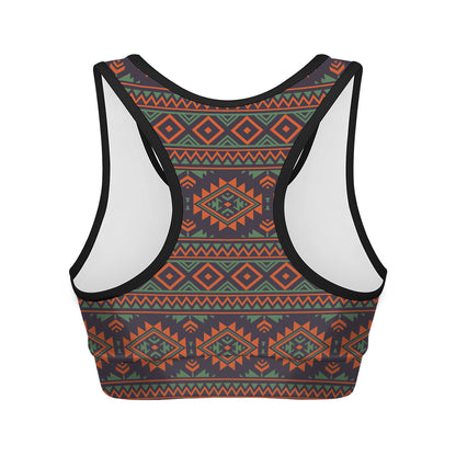 Retro Tribal Navajo Pattern Print Women's Sports Bra