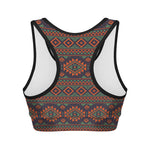 Retro Tribal Navajo Pattern Print Women's Sports Bra