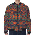 Retro Tribal Navajo Pattern Print Zip Sleeve Bomber Jacket