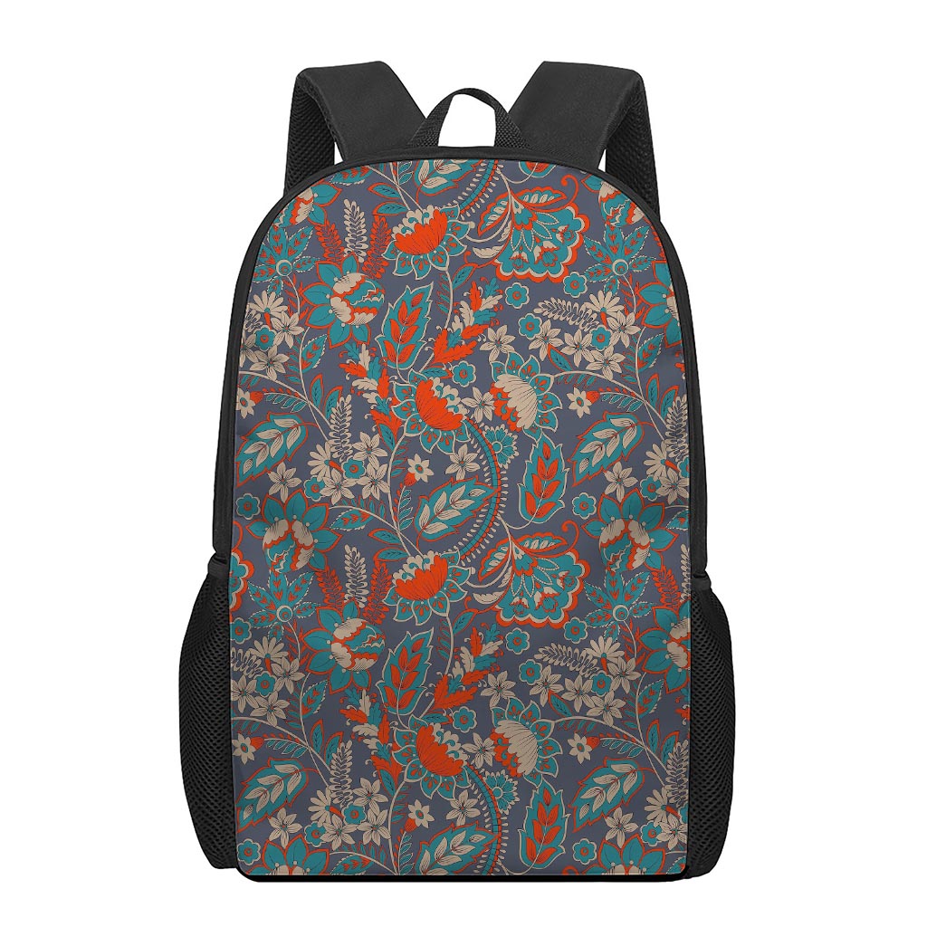 Retro Vintage Bohemian Floral Print 17 Inch Backpack