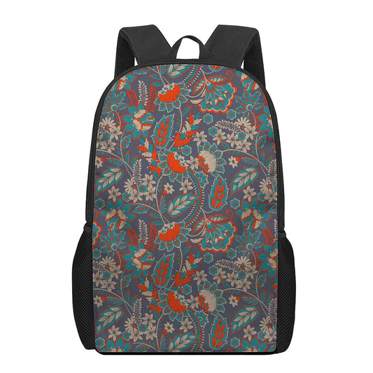 Retro Vintage Bohemian Floral Print 17 Inch Backpack