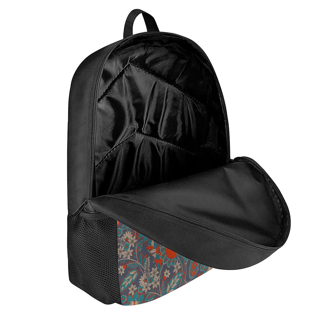 Retro Vintage Bohemian Floral Print 17 Inch Backpack