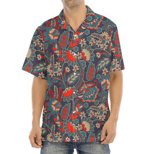 Retro Vintage Bohemian Floral Print Aloha Shirt