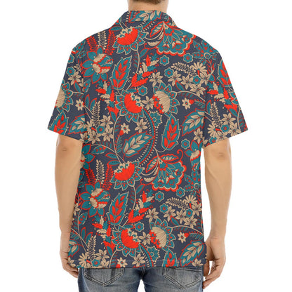 Retro Vintage Bohemian Floral Print Aloha Shirt