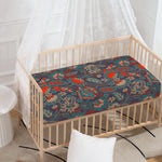 Retro Vintage Bohemian Floral Print Baby Crib Sheet