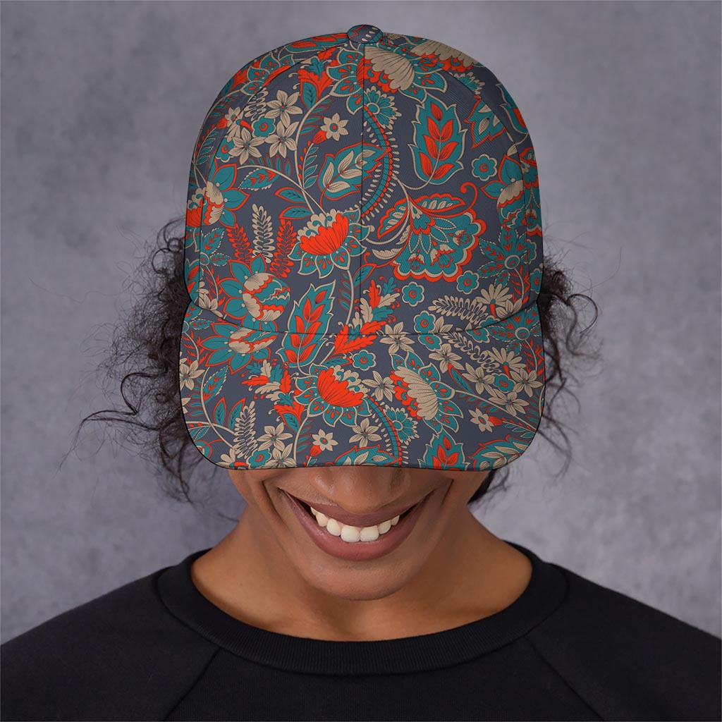 Retro Vintage Bohemian Floral Print Baseball Cap