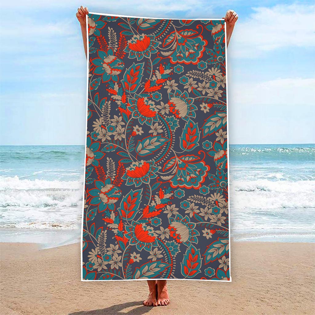 Retro Vintage Bohemian Floral Print Beach Towel