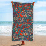 Retro Vintage Bohemian Floral Print Beach Towel