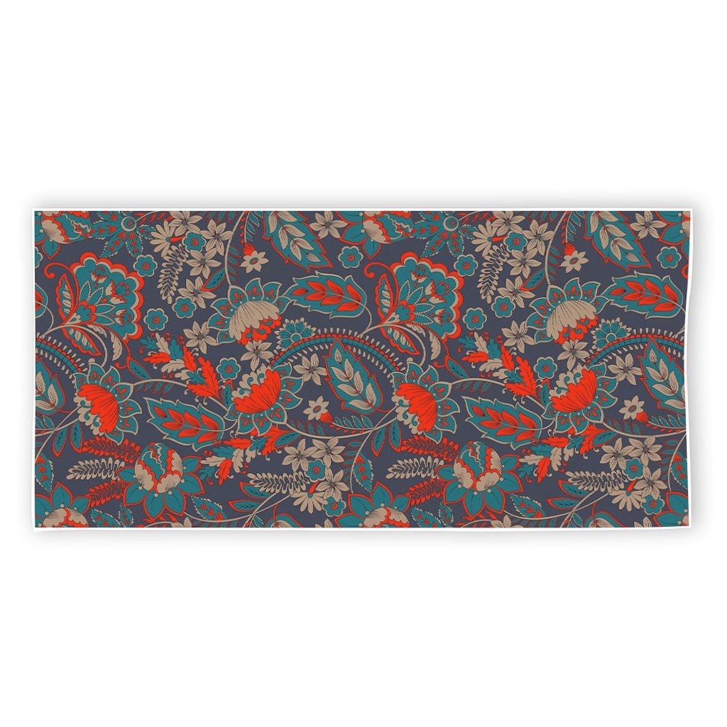 Retro Vintage Bohemian Floral Print Beach Towel