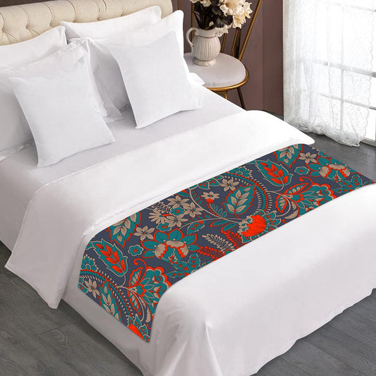Retro Vintage Bohemian Floral Print Bed Runner