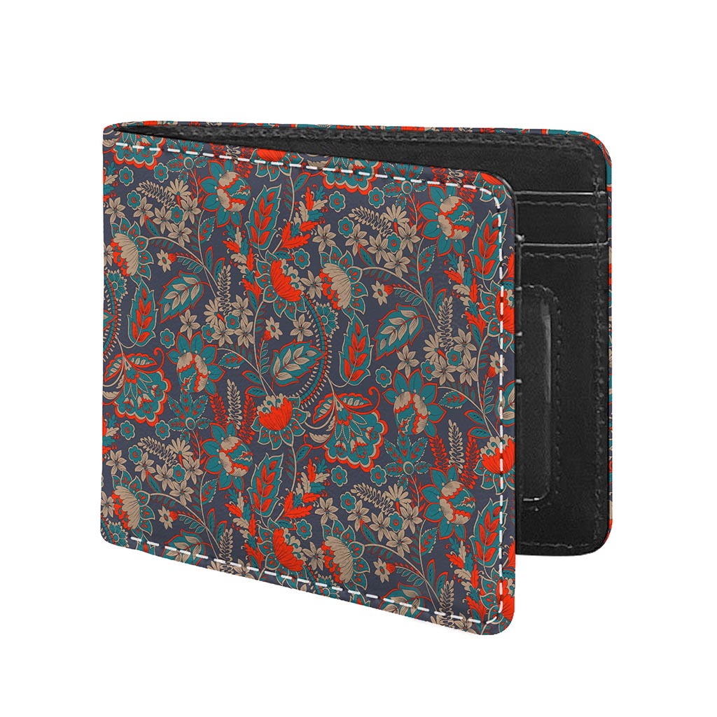 Retro Vintage Bohemian Floral Print Bifold Wallet
