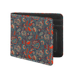 Retro Vintage Bohemian Floral Print Bifold Wallet