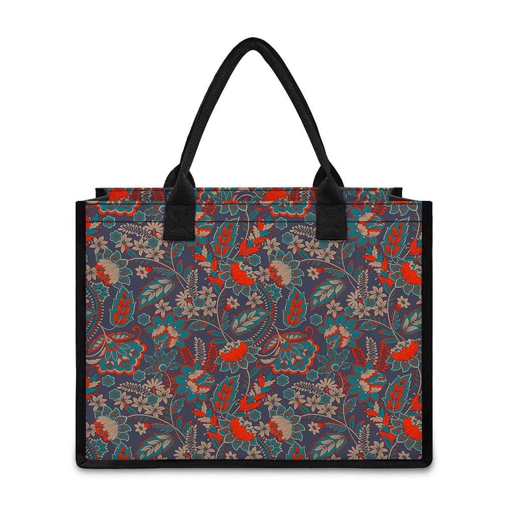 Retro Vintage Bohemian Floral Print Canvas Tote Bag