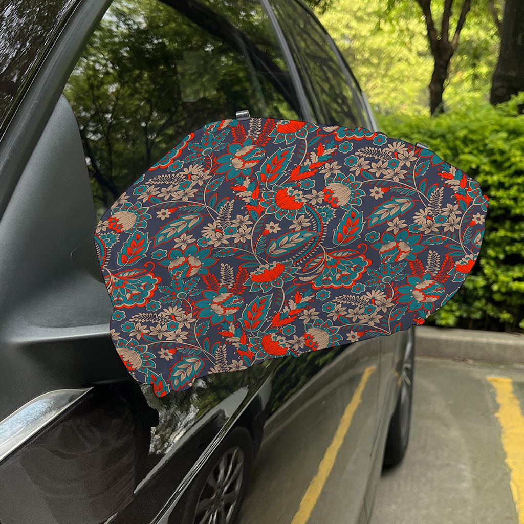 Retro Vintage Bohemian Floral Print Car Side Mirror Covers