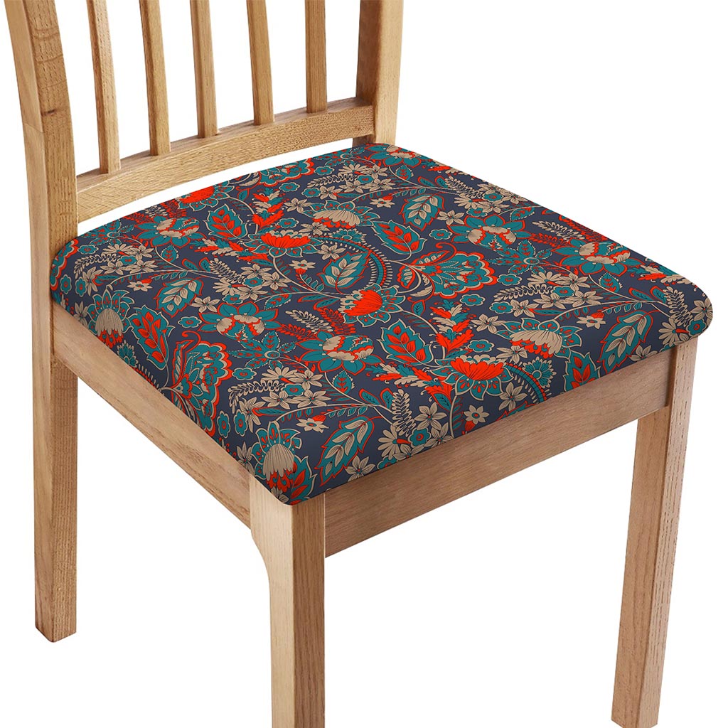 Retro Vintage Bohemian Floral Print Chair Cushion Cover