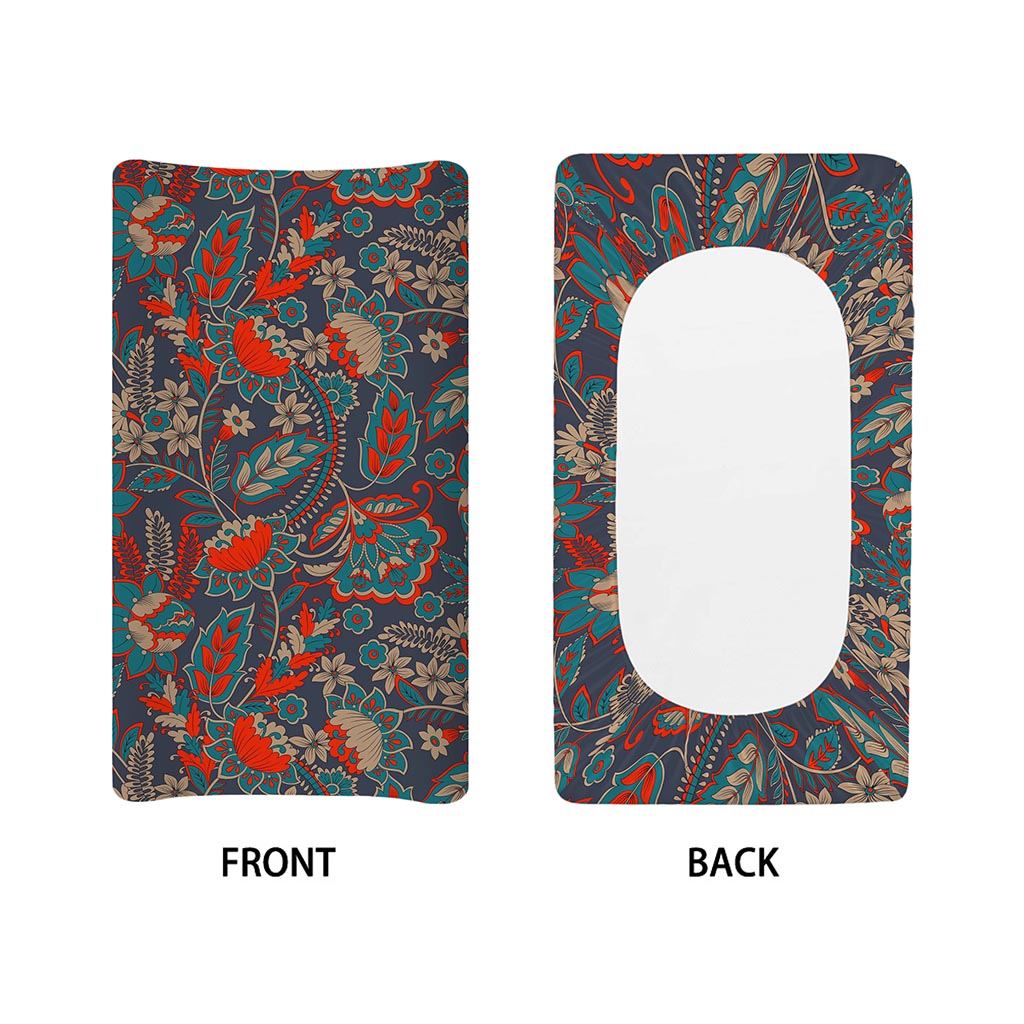 Retro Vintage Bohemian Floral Print Changing Pad Cover