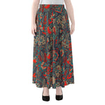 Retro Vintage Bohemian Floral Print Chiffon Maxi Skirt