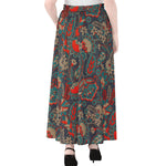 Retro Vintage Bohemian Floral Print Chiffon Maxi Skirt