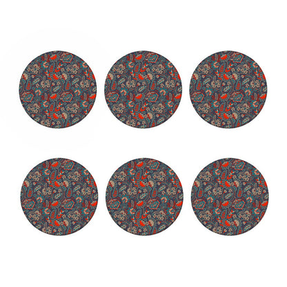 Retro Vintage Bohemian Floral Print Coaster Set