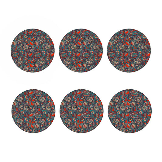 Retro Vintage Bohemian Floral Print Coaster Set