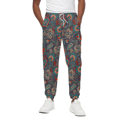 Retro Vintage Bohemian Floral Print Cotton Pants