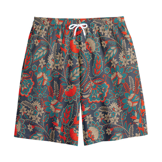 Retro Vintage Bohemian Floral Print Cotton Shorts