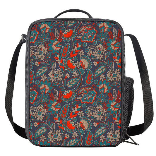 Retro Vintage Bohemian Floral Print Crossbody Lunch Bag