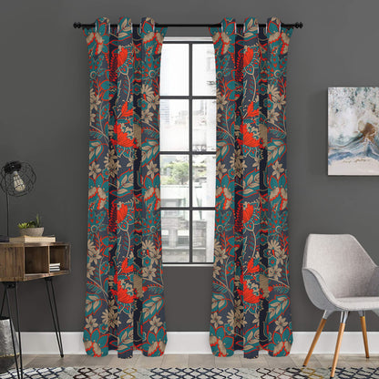 Retro Vintage Bohemian Floral Print Curtain