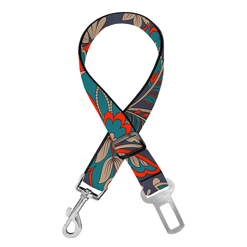 Retro Vintage Bohemian Floral Print Dog Seat Belt