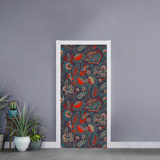 Retro Vintage Bohemian Floral Print Door Sticker