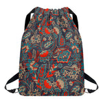 Retro Vintage Bohemian Floral Print Drawstring Backpack