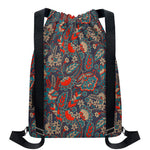 Retro Vintage Bohemian Floral Print Drawstring Backpack