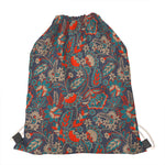 Retro Vintage Bohemian Floral Print Drawstring Bag