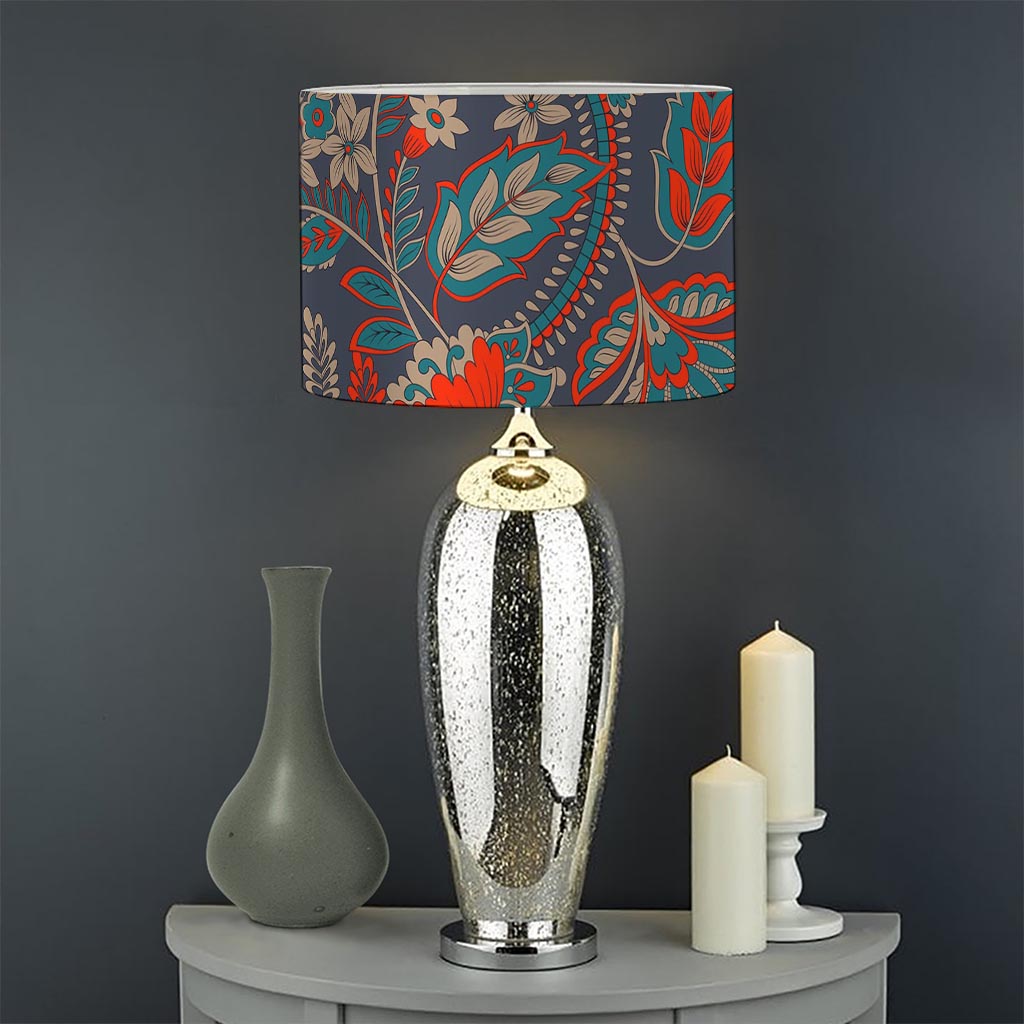 Retro Vintage Bohemian Floral Print Drum Lamp Shade
